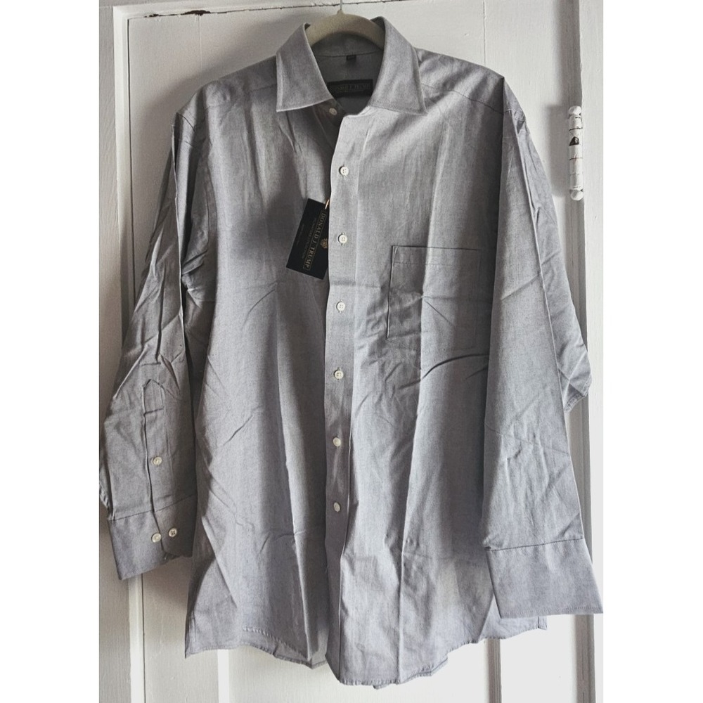 NWT DONALD J.TRUMP 2004 signaturecollection Mens 16 32/33 button down shirt gray